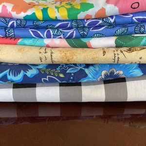 Cotton fabric bundle! Lot of 6 different prints, remnant, yardage
